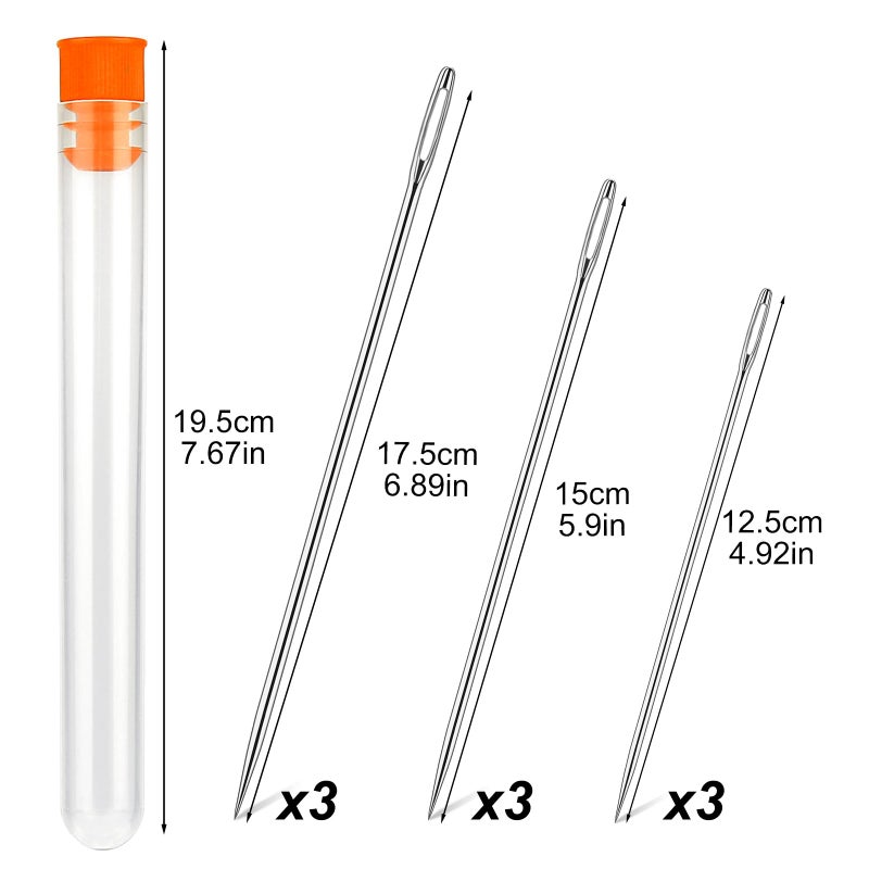 WONVOC Long Sewing Needles, 9 Pcs & 3 Sizes-4.9/5.9/6.9'' Stitching Needles, Hand Sewing Needles for Stitching and Crafting Projects, Carpet, Cushion, Curtain - Image 2